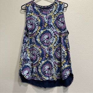 Lands End size 1X UPF 50,swirl Tie-Dye Sleeveless Top/tunic,travel,cotton